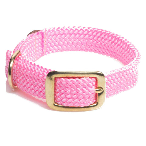 Mendota Double-Braid Junior Collar - Hot Pink - Solid Brass